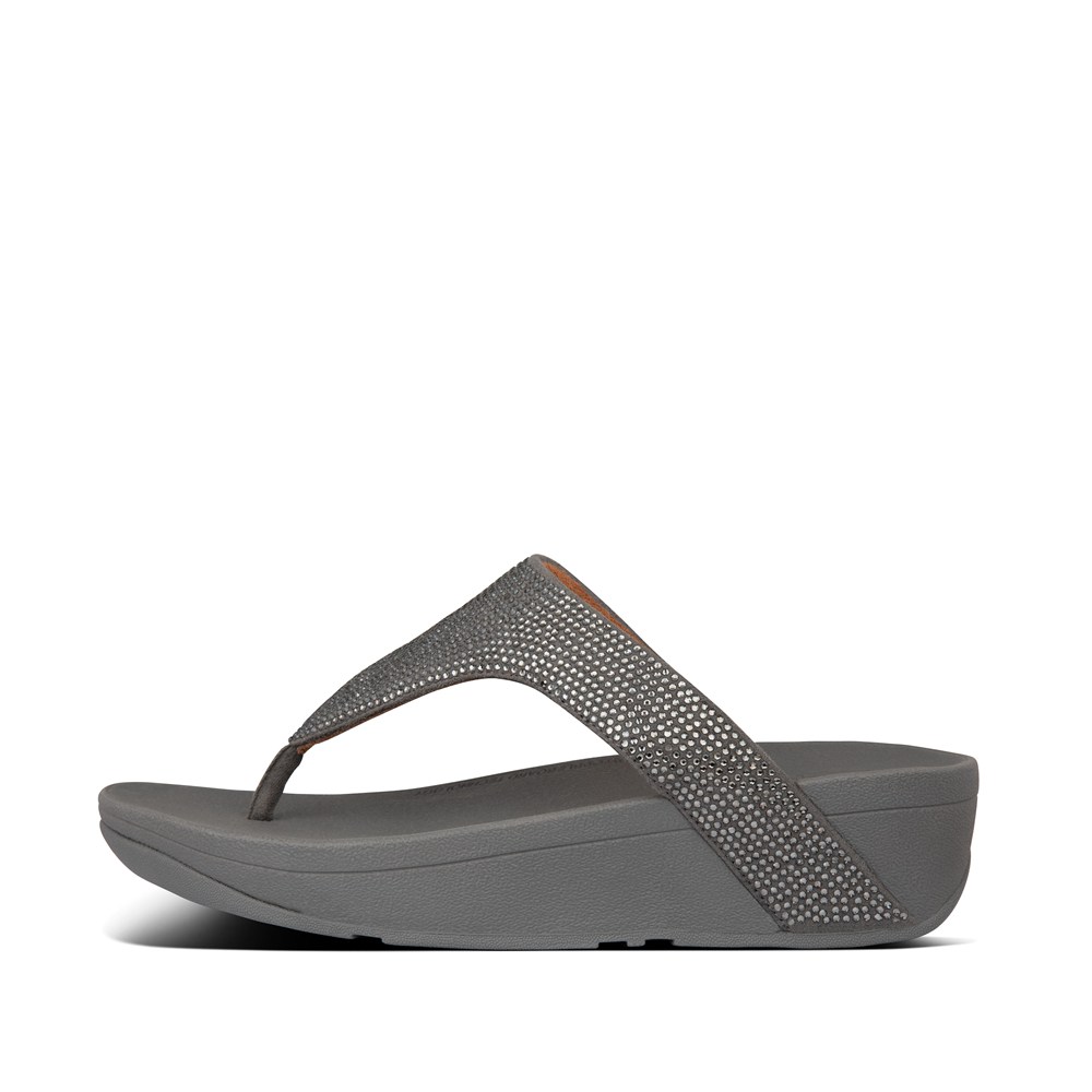 Fitflop Womens Sandals Dark Grey - Lottie Shimmercrystal Toe-post - 71PNFXRTU